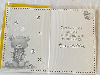 To A Very Special Friend Easter Card Teddy Holding Yellow Easter Egg/Multi Words/Spots Foil Detail(PH48819E)