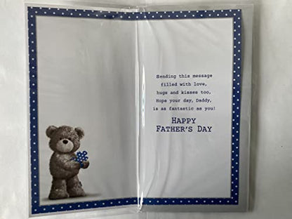 To The World's No.1 Daddy On Father's Day Love You To Pieces Fathers Day Card Grey-Teddy/Blue+Silver Words/Stars 3D/Foil Detail(PRELUDE48130)