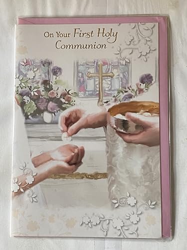 Girls/Female On Your First Holy Communion Card 1st Female Receiving Communion Foil Detail(PH43149A)