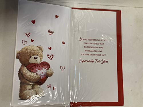 to My Partner On Valentine's Day You Have My Heart Valentines Day Card Teddy Holding Big Red Heart Ribbon/Foil Detail (PRELUDE46680)