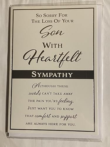 So Sorry For The Loss of Your Son With Heartfelt Sympathy Card Condolence White/Silver Words Foil Detail(PH45876A)