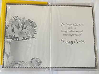 With Love To A Wonderful Mum Happy Easter Card Multi Flowers/Jug Vase/Eggs Glitter/Foil Detail(PH48821A)