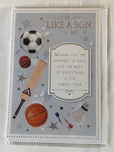 You're Just Like A Son To Me Birthday Card Sports Equipment/Silver Words Foil Detail(PH48397E)