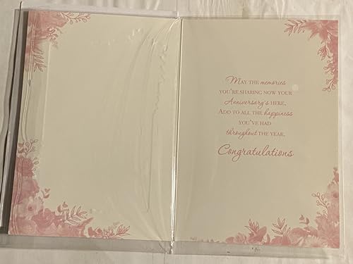 To A Wonderful Nan & Grandad On Your Anniversary Wedding Anniversary Card Pink Flowers/Gold Words/Rectangle Foil Detail(PH48408A)