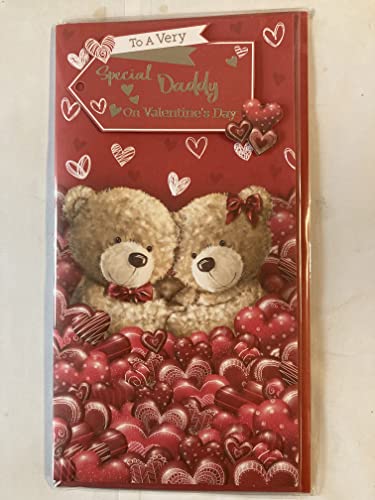 To A Very Special Daddy On Valentine's Day Valentines Day Card Red-Teddies/Hearts/Gold Words 3D/Foil Detail (PRELUDE43038)