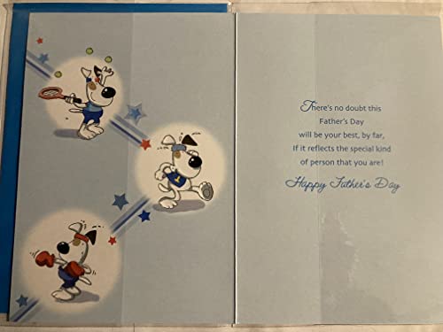 Happy Father's Day Dad Father's Day Fathers Day Card Blue/White Dog/Tennis/Running/Boxing/Words Foil Detail(SS31147E)