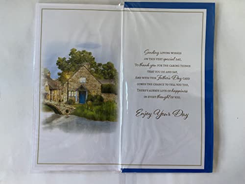 To A Wonderful Step-Dad With Love Happy Father's Day Fathers Day Card Village/Houses/Bridge/Words 3D/Foil Detail(PRELUDE47243)