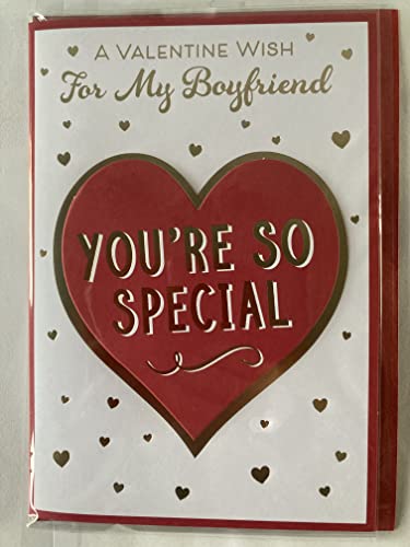 A Valentine Wish For My Boyfriend You're So Special Valentine's Day Valentines Day Card Large Red/Gold Heart 3D/Foil Detail (PRELUDE47550)