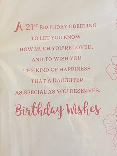 With Love Daughter On Your 21st Have A Fabulous Day Birthday Card Age 21 21st Twenty-One White/Pink/Gold Shoes 3D/Glitter/Foil Detail(PRELUDE45283)