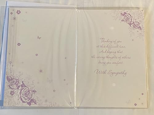 On The Sad Loss Of Your Friend With Deepest Sympathy Card Condolence White/Silver/Purple Roses/Words Foil Detail(PH42361A)