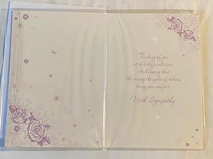 On The Sad Loss Of Your Friend With Deepest Sympathy Card Condolence White/Silver/Purple Roses/Words Foil Detail(PH42361A)