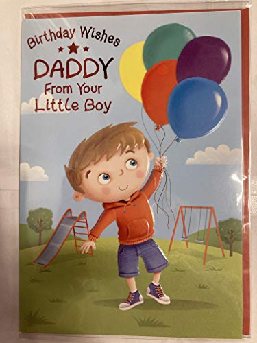 Birthday Wishes Daddy From Your Little Boy Birthday Card Cute Boy/Balloons Foil Detail(NC-VA088A)