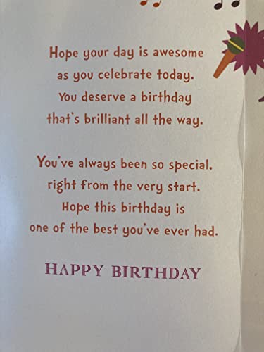 For A Special Daughter You Are 11 Today Birthday Card With Badge Age 11 11th Eleventh Eleven Cute Girl Guitarist Glitter/Foil Detail(CC7514A)