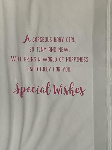 Special Wishes On The Birth of Your Great-Granddaughter New Baby Girl Born Card To The Great-Grandparents Purple/Pink Baby Clothes/Star Foil Detail(VA215A)