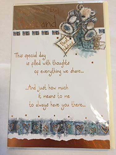 Happy Father's Day Husband Fathers Day Card White/Brown/Gold Teddies/Words Foil Detail(BGC31796)