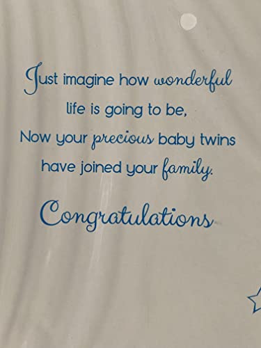 Special Wishes On The Birth Of Your Lovely Twins For You New Baby Boys Twin Boys New Baby Boy Born Birth Card Teddy Holding Blue Balloon/ Blue Words Foil Detail(PH41079A)