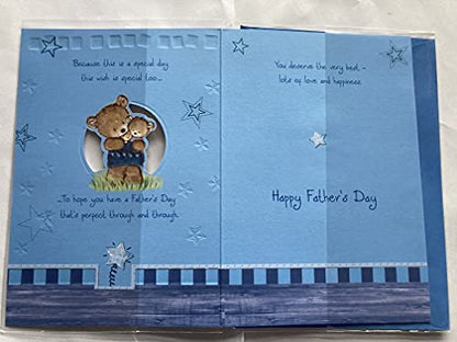 A Big Hug & Kiss On Father's Day Godfather Especially For You With Love Fathers Day Card Teddies Holding Brown Soft Teddy Foil Detail(SS31778A)