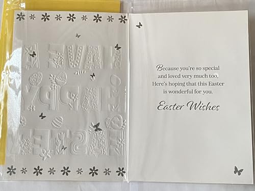 To A Wonderful Son Have A Happy Easter Card White-Blue/Green/Yellow/Orange Words/Easter Eggs Foil Detail (PH49855A)