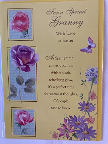 For A Special Granny With Love At Easter Card Yellow-Multi Flowers/Gold Words Foil Detail(PH31697A)