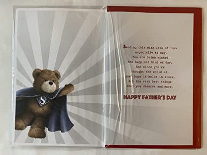 On Your 1st Father's Day Have A Super Awesome Fantastic Day! First Fathers Day Card Super Hero Teddy 3D/Foil Detail(PRELUDE47247)