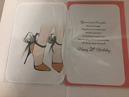 To A Very Special Daughter 21 Celebrate In Style Birthday Card Age 21 21st Twenty-One White/Gold/Black Party Shoes/Legs 3D/Glitter/Foil Detail(PRELUDE45626)