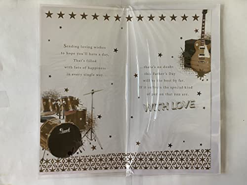 To A Wonderful Step-Dad Happy Father's Day Enjoy Your Day Father's Fathers Day Card Guitar/Drums/Words Ribbon/Foil Detail(PRELUDE48132)