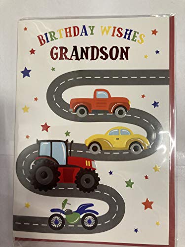 Birthday Wishes Grandson Birthday Card Multi Vehicles/Stars Foil Detail(PH44421-1A)