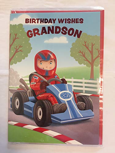 Birthday Wishes Grandson Birthday Card Boy/Blue Go-Kart Foil Detail(NC-VA142A)