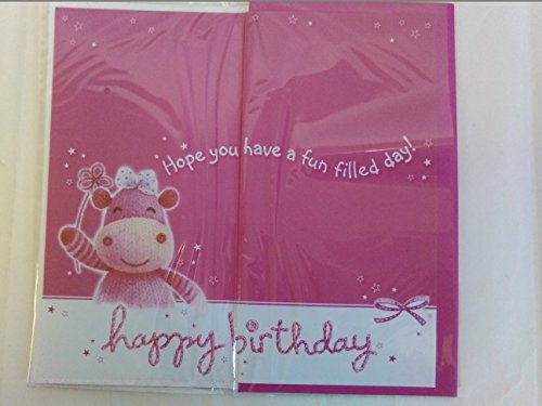 Happy Birthday Daughter 1 Today First 1st Birthday Card Pink Hippo 3D/Glitter/Foil Detail(PRELUDE37092)