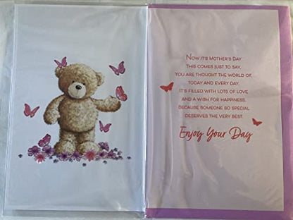 To A Special Step-Mum Mother's Day Mothers Day Card Teddy/Rainbow/Words 3D/Glitter/Foil Detail(PRELUDE47683)