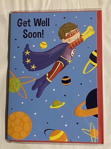 Boys Get Well Soon Card Boy Superhero/Blue Cape Foil Detail(PH43630A)