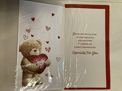 to My Girlfriend On Valentine's Day You Have My Heart Valentines Day Card Teddy Holding Big Red Heart Ribbon/Foil Detail (PRELUDE46680)