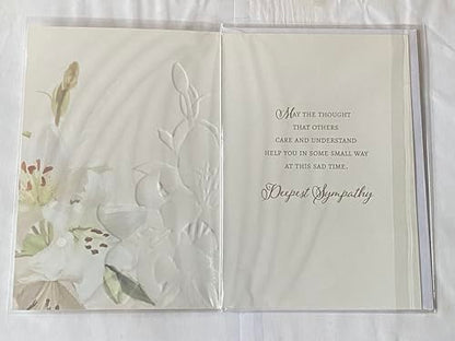 Deepest Sympathy On The Loss of Your Grandma Sympathy Card Condolence White Lilies/Gold Words Foil Detail(NC-VA221E)