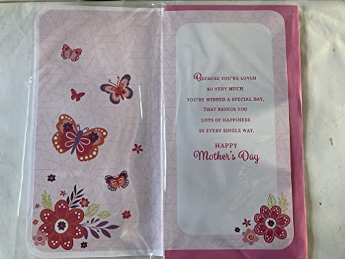 You've Always Been Like A Mum To Me Happy Mother's Day Have A Lovely Day Mothers Day Card Pink-Flowers/Butterflies/Words 3D/Glitter/Foil Detail(PRELUDE47681)