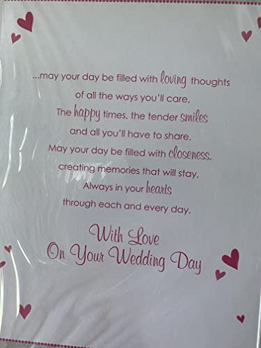 To A Special Brother & Sister-In-Law On Your Wedding Day Card White/Pink Teddies/Wedding Cake Ribbon/Pearl Heart/Foil Detail(PRELUDE35822)