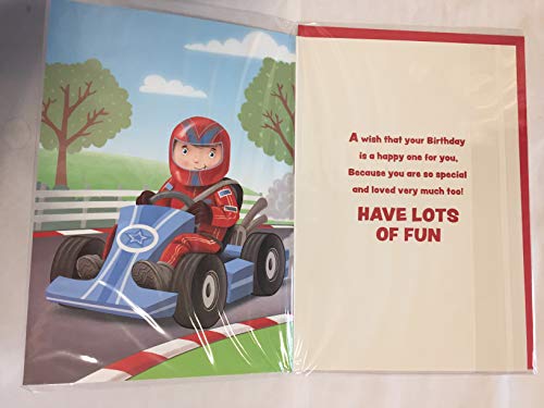 Birthday Wishes For You Son Birthday Card Boy/Blue Go-Kart Foil Detail(NC-VA142A)