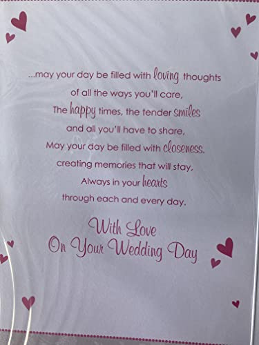 To A Very Special Niece & Husband On Your Wedding Day Card White/Pink Teddies/Wedding Cake Ribbon/Pearl Heart/Foil Detail(PRELUDE35822)