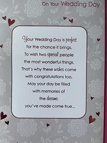 To A Special Brother & Sister-In-Law On Your Wedding Day Card White/Pink Teddies/Wedding Cake Ribbon/Pearl Heart/Foil Detail(PRELUDE35822)