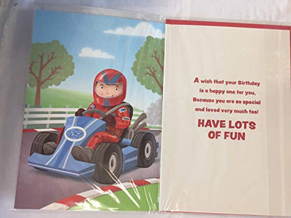 Birthday Wishes Grandson Birthday Card Boy/Blue Go-Kart Foil Detail(NC-VA142A)