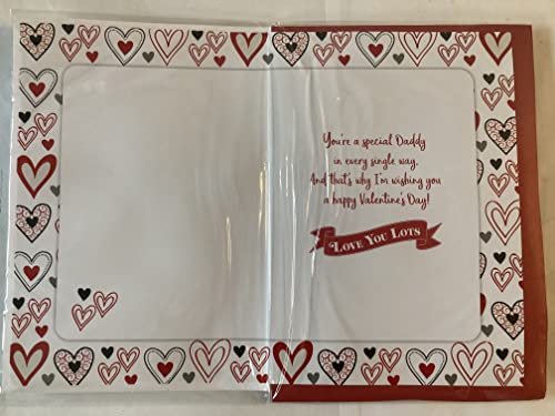 To A Special Daddy On Valentine's Day With Love Valentines Day Card White/Red/Black Teddy/Large Red Heart 3D/Glitter/Foil Detail (PRELUDE45310)