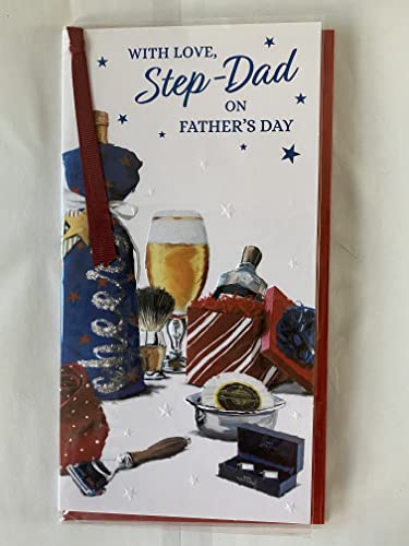 With Love Step-Dad On Father's Day Fathers Day Card Beer/Gifts Ribbon/Foil Detail(PRELUDE48133)