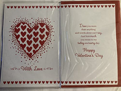 Happy Valentine's Day To My Wonderful Boyfriend With Love Valentine's Day Valentines Day Card White/Red Hearts/Spots 3D/Glitter/Foil Detail (PRELUDE45312)