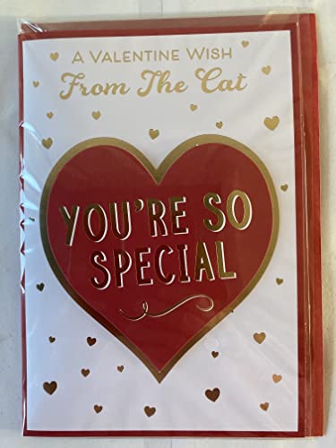 A Valentine Wish From The Cat You're So Special Valentine's Day Valentines Day Card Large Red/Gold Heart 3D/Foil Detail (PRELUDE47550)