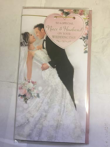 To A Special Niece & Husband On Your Wedding Day Card Bride/Groom/Pink Heart 3D/Glitter/Foil/String Detail(PRELUDE45566)