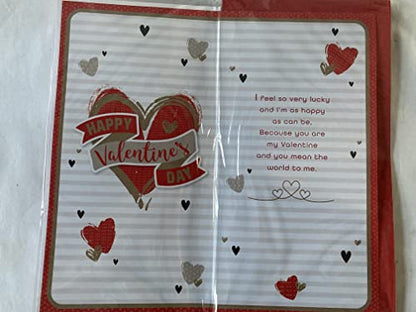 To The Gorgeous Man In My Life Happy Valentine's Day Valentines Day Card Red/Gold Hearts/Words/Stripes 3D/Foil Detail (PRELUDE47553)