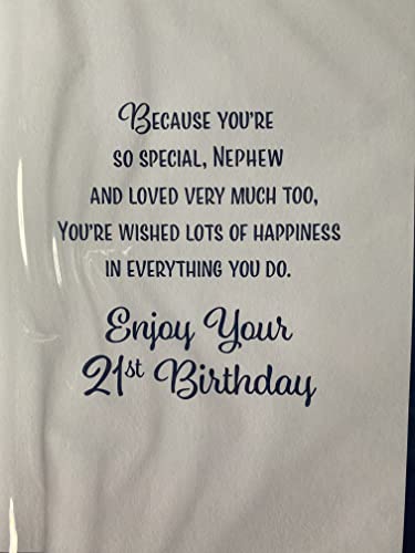 On Your 21st Nephew Have A Spectacular Birthday Card Age 21 Twenty-One Blue/Silver Glasses/Stars/Words 3D/Foil Detail(PRELUDE48255)