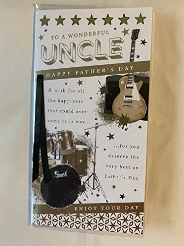 To A Wonderful Uncle Happy Father's Day Enjoy Your Day Father's Fathers Day Card Guitar/Drums/Words Ribbon/Foil Detail(PRELUDE48132)