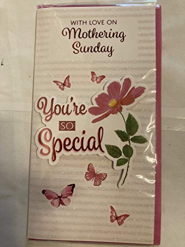 With Love On Mothering Sunday You're So Special Mother's Day Mothers Day Card Pink Flower/Butterflies 3D/Glitter/Foil Detail(PRELUDE47142)