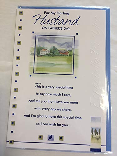 For My Darling Husband On Father's Day Fathers Day Card White/Blue Country Houses/Words Foil Detail(BGC13798)