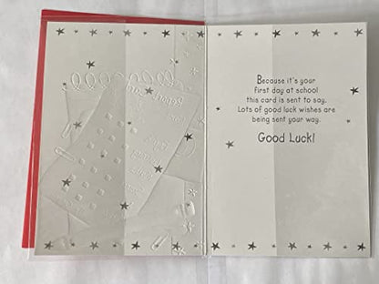 Good Luck On Your 1st Day At A New School Good Luck Card First School White/Multi-Report Card Foil Detail(PH37150A)